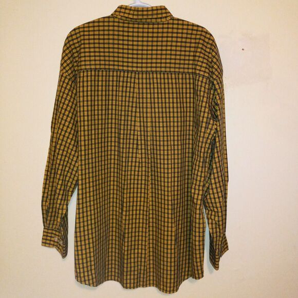 Steve & Barrys Size XXL Relaxed Fit Yellow Plaid Button Down Shirt-Pocket-Biker - Picture 6 of 9